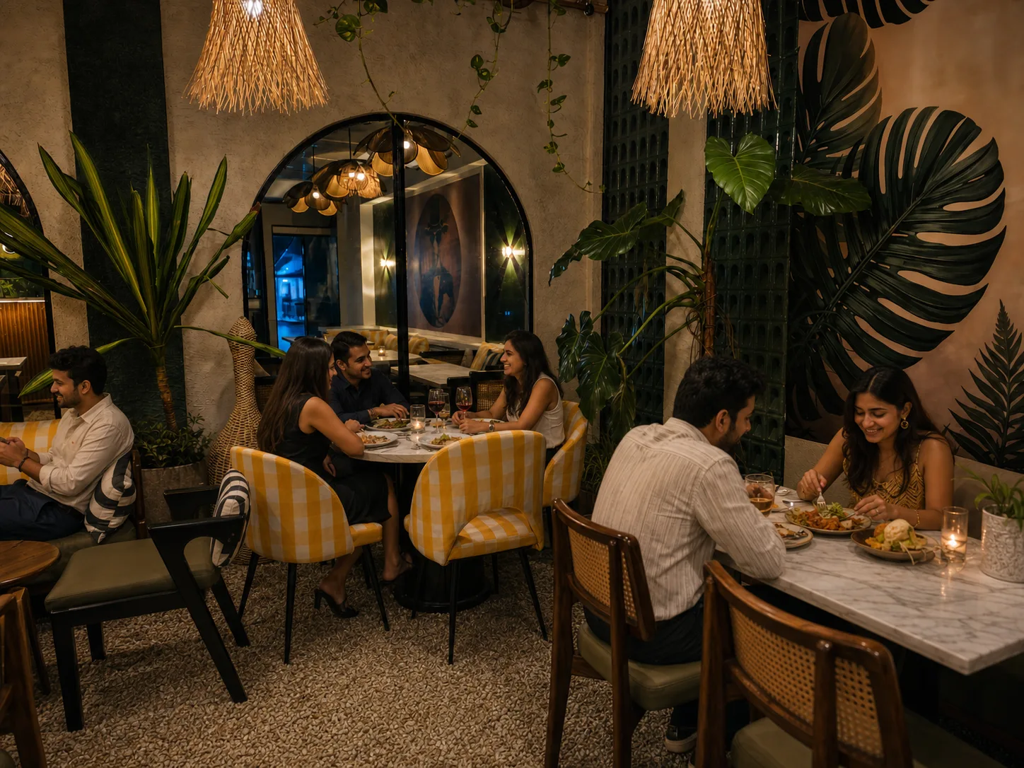Tropical interiors at Goat Brew restaurant